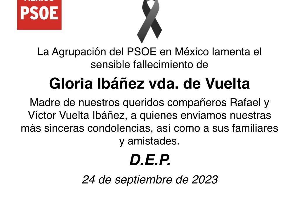 Lamentamos el fallecimiento de Gloria Ibáñez vda. de Vuelta