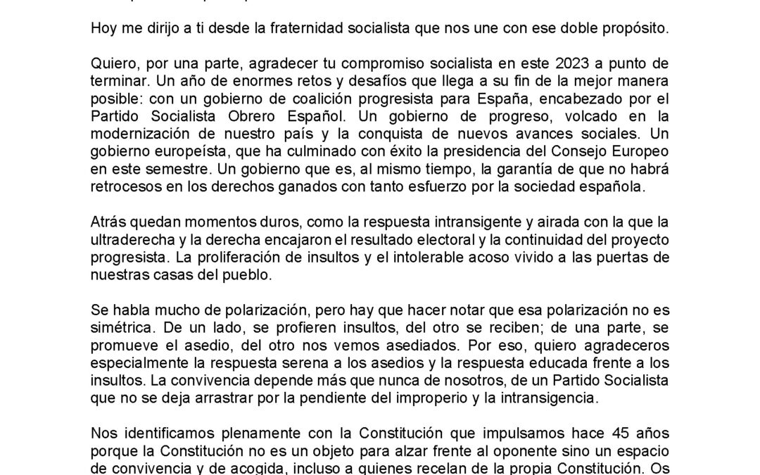 Carta a la militancia de Pedro Sánchez