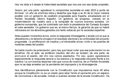 Carta a la militancia de Pedro Sánchez